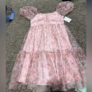 🫑Charming Pink Floral Kids Formal Dress